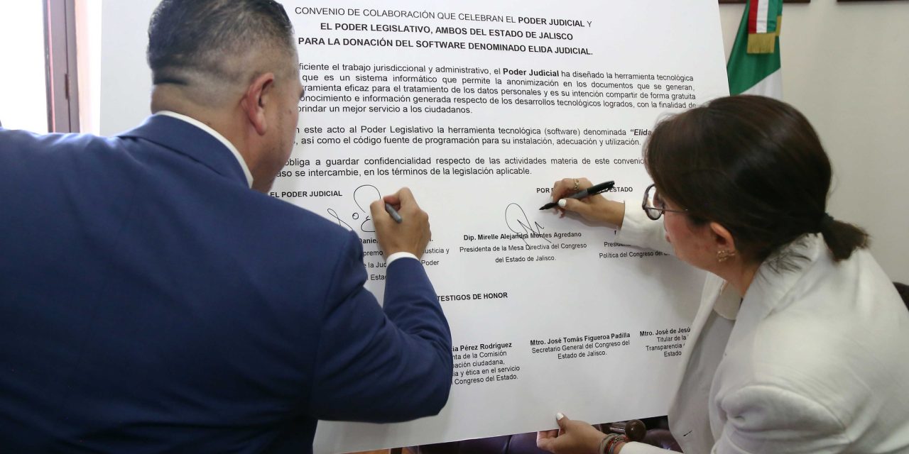 FIRMAN CONVENIO STJEJ Y CONGRESO PARA COMPARTIR ELIDA